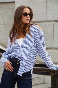 You Got This Oversized Shirt - Blue Stripe
