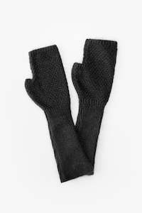 Wool: Mabel Long Fingerless Gloves - Black
