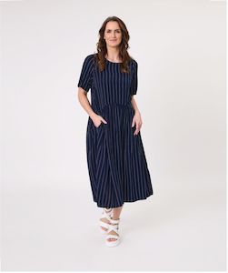 Monroe Dress - Navy Stripe