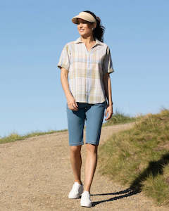 Vassalli: Dropped Shoulder Shirt with Rounded Hem - Blue Check