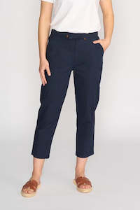 Vassalli: 7/8 Length Slim Leg Elastic Waist Pant - Ink