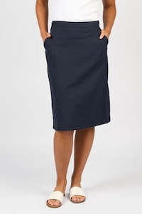 Vassalli: Flat Front Pull On Skirt - Ink