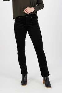 Vassalli: Straight Leg Full Length Pinwale Cord Pant with Fly - Black
