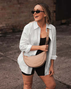 Louenhide: Sylvia Nylon Crossbody Bag - Beige