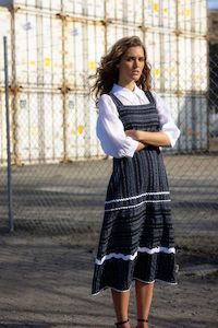Neris: Zig Zag Dress - Black Stripe