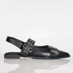 Flats: Mor - Black Nappa