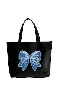 The Bold and The Bowtiful Bag - Black & Denim