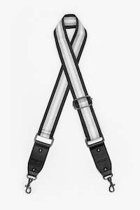 Bag Strap - Black White & Silver Stripe