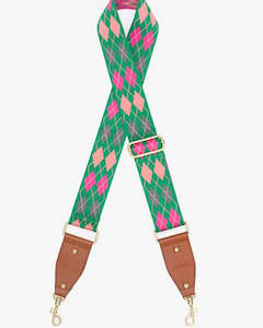 Bag Strap - Argyle Green & Pink