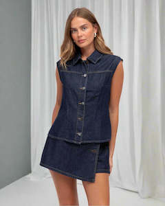 Vests: Denim Vest - Indigo