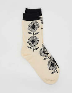 Black and cream flower socks