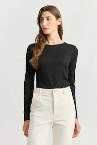 Wool Tops: Crew Merino Tee - Black