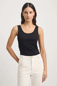 Scoop Merino Tank - Black