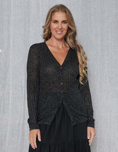 Stella Gemma Sale: Beverly Lurex Cardigan - Black