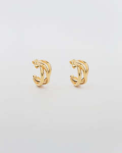 Under 50: Earring Gold Hoop 3 Rings
