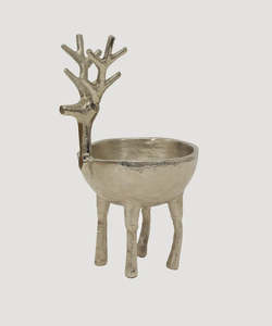 Homeware: Reindeer Sweets Bowl Large - Silver