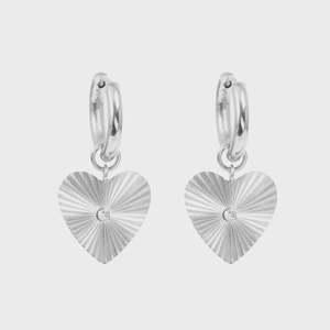 1046-0201 Pure Steel Earring Creol Heart Drop - Silver