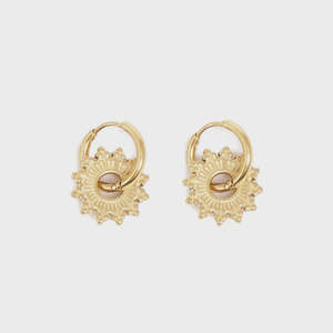 A C Oslo: 1047-0031 Pure Steel Earring - Gold Sun