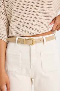 Among The Brave: Sand Gold Buckle Leather Belt