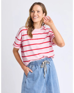 Halli S/S Tee / Pink & Poppy Stripe