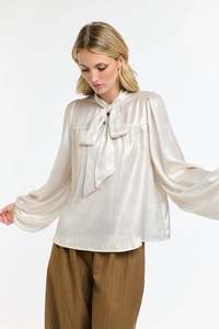 Last Of The Best Sellers: Summer Pussy Bow Top / Champagne