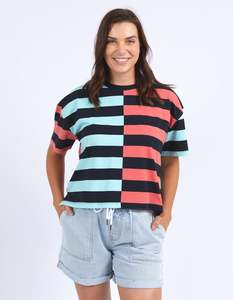 Sale Under 50: Shelter Splice Tee - Watermelon Crush / Tonic Blue