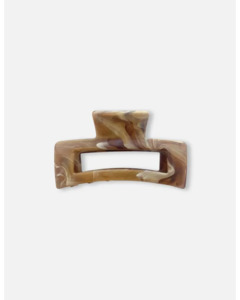 Rectangle Hair Claw - Marbled Caramel