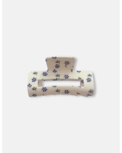 Under 50: Rounded Rectangle Hair Claw - Blue Floral
