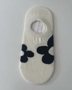 Under 50: Socks -  White With Black Flower