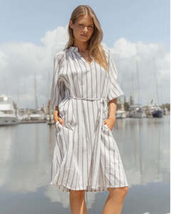 Jenna Dress / Black & White Stripe