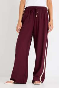 Townie Burgundy Side stripe Elastic Waist Pants