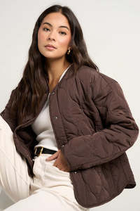 Apex Chocolate Collarless Puffer Jacket