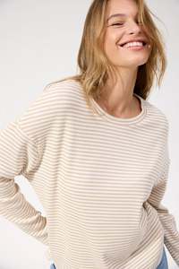 Levi Stripe L/S T Shirt - Latte