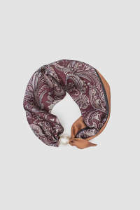 Pearl Fasten Neck Tie - Merlot Paisley