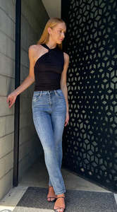 Jeans: Peachy Push Up Short Stuff Denim Blue