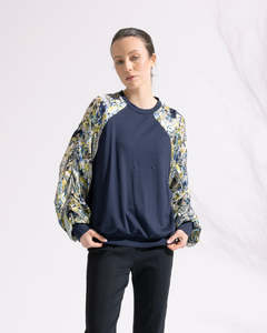 All: Juno Sweatshirt / Navy + Royal Print