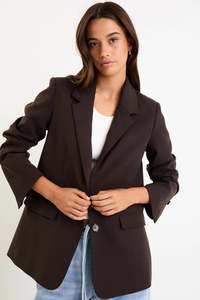 Diploma Dark Chocolate Two Button Vent Sleeve Blazer