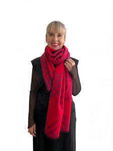Scarves: Bold Tartan Scarf - Red/Berry