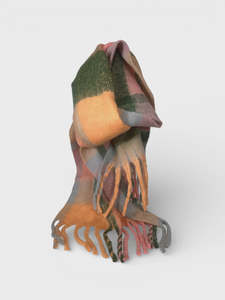 Scarves: Multi Check Scarf - Peachy