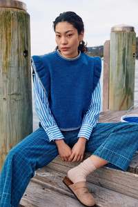 Wool: Athena Frill Knit Top - Cobalt
