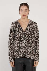 Marlowe Fluffy Cardigan - Animal Print
