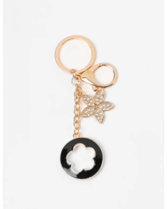 Keychain Flower Disc And Crystal Flower