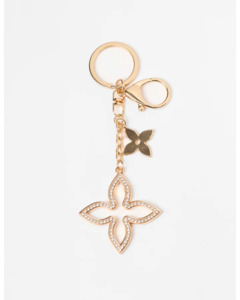 Keychain Gold Flower With Crystals