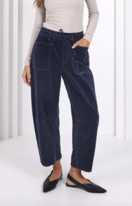 Leo Barrel Jeans Corduroy - Smoke Navy -