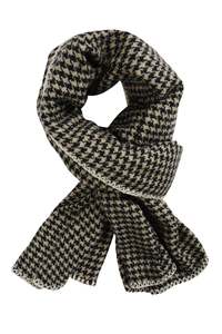 Scarves: Cassidy Houndstooth Scaft - Charcoal