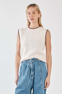 Tonia Knit Vest - Cream/Mushroom