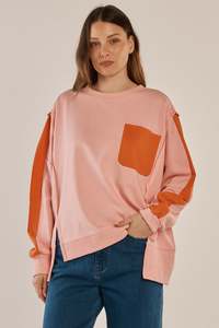 Knitwear: Tania Sweatshirt - Pink/Orange