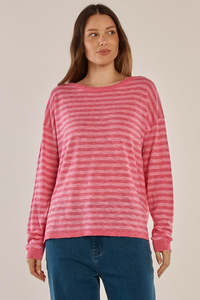 Knitwear: Natasha Knit Top - Blush Pink Stripe