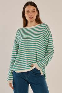 Natasha Knit Top - Lime Green Stripe