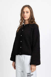 Knitwear: Honeycomb Cardi - Black